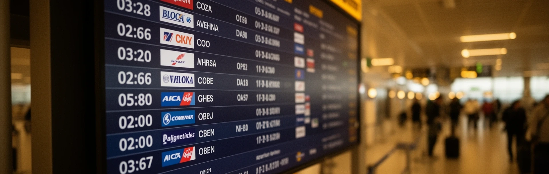 空港の出発ボード